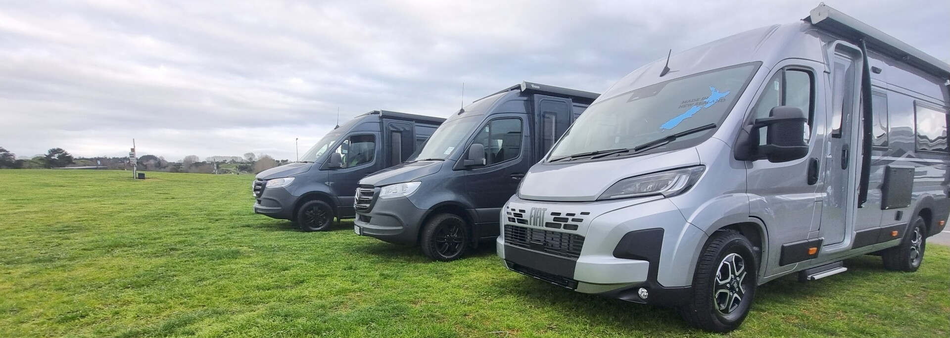 Vans lined up